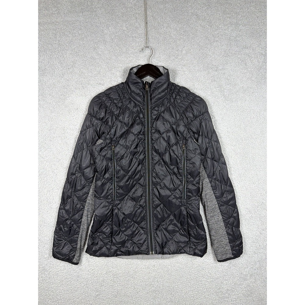 Lululemon Turn Around Jacket Women 4 Down Reversible Black Grey Houndstooth Run‎